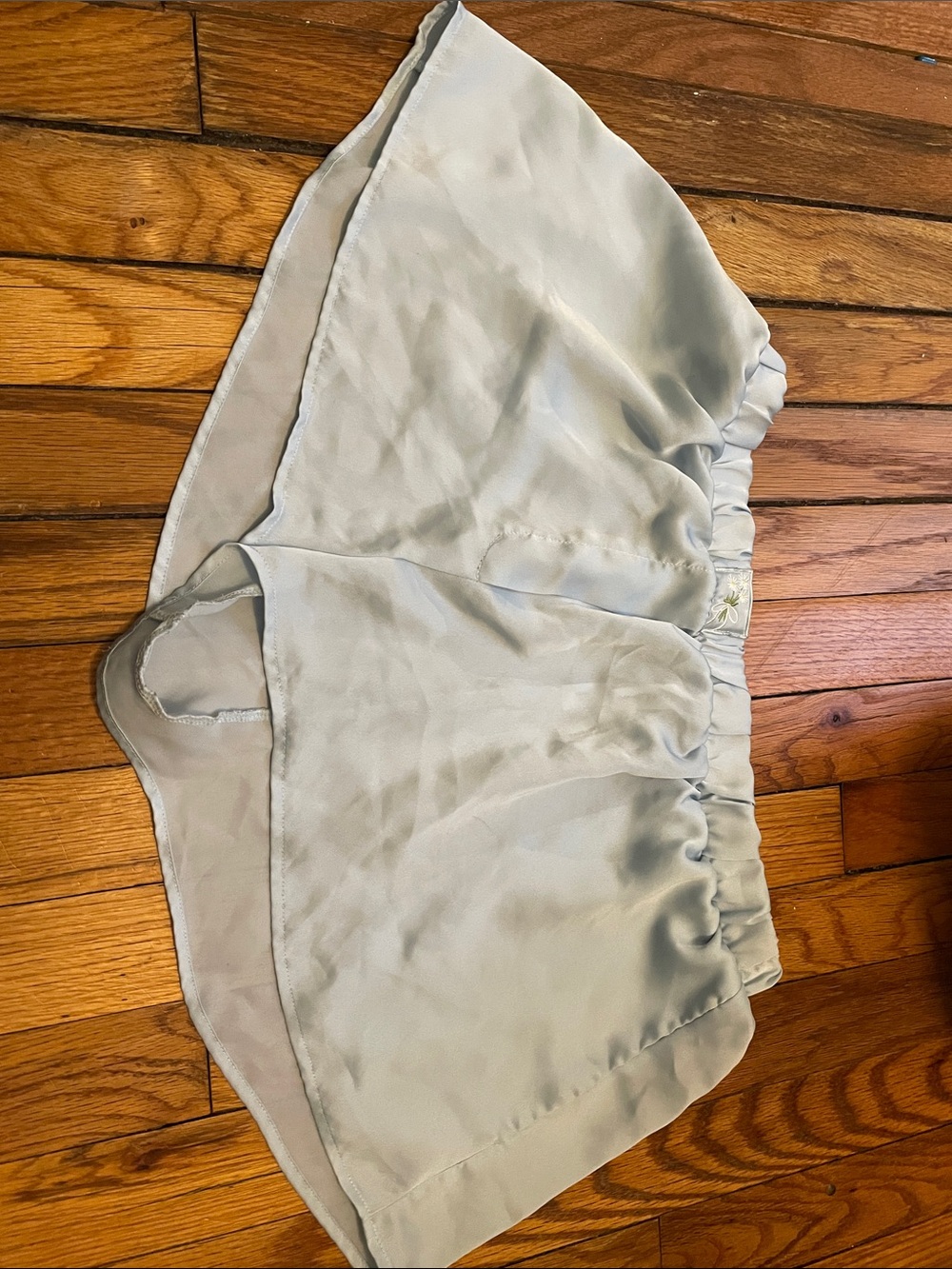 For Love & Lemons light sage green silk shorts